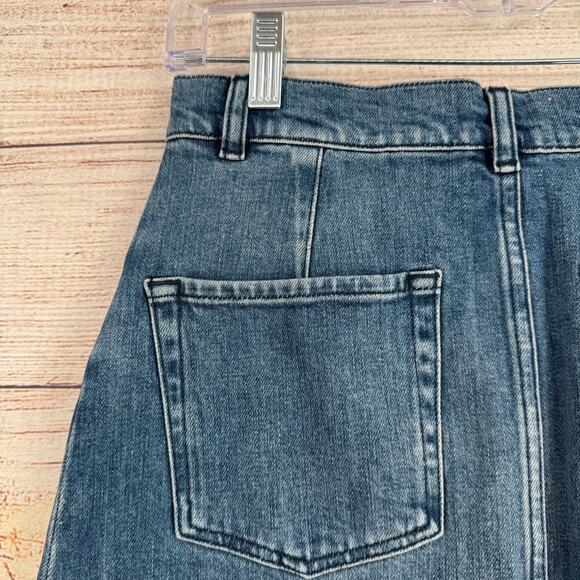FRAME Snap Front Denim Mini Skirt Womens 25 Blue Medium Wash Denim - Picture 4 of 9